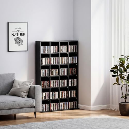 HOMCOM 456 CD/ 336 DVD Storage Unit, Media Storage Shelf, Wooden Display Unit with Adjustable Shelves, 89 x 130.5 cm, Black - Image 7