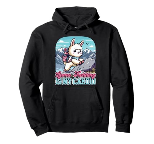 Image of Llama Trekking Is My Cardio Adventure Pullover Hoodie