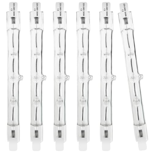 Givurao R7S Halogen Leuchtmittel 118mm 300W, 6er Pack Halogenstab R7S 230V Dimmbar 2700K Warmweiß Halogenstablampe für Arbeitsleuchten Sicherheitsleuchten Landschaftsleuchten Stehleuchten
