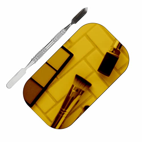 Image of Brain Freezer Shiny Makeup Palette with Stainless Steel Round Shape Spatula, Golden 100 g