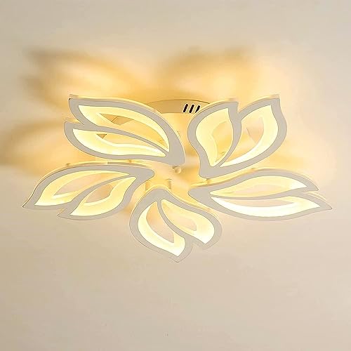 Aiskdan Moderna Lampara Techo Salon 65W, Creative Pétalo Plafon LED Techo Luz Cálida 3000K, Lampara Techo Dormitorio Diámetro 58cm, Luz LED Techo Adecuada Para Sala de Estar, Dormitorio， Comedor