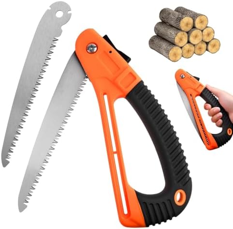 D-Handle Folding Hand Saw with Ergonomic Grip, 7" High Carbon Steel Blade + 1 Extra Replacement Blade for Tree Pruning, Camping, Wood Cutting & Gardening image 5