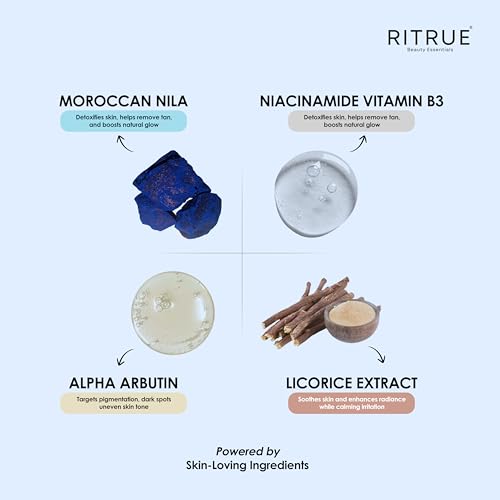 Image of Morocco Nila Powder Face Pack | No DIY | Just Direct Apply | Instant Detan & 15 Min Glow with Niacinamide & Alpha Arbutin | Tan Removal, Even Skin Tone, Advance Brightening | ALL SKIN TYPE By Ritrue Moroccan