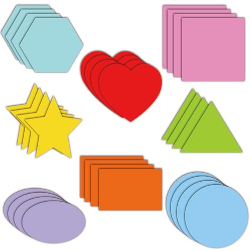 Shapes Math Pattern Play Card Craft Basic Multi-Shaped Color-Coding Card Round Hearts Stars Triangle