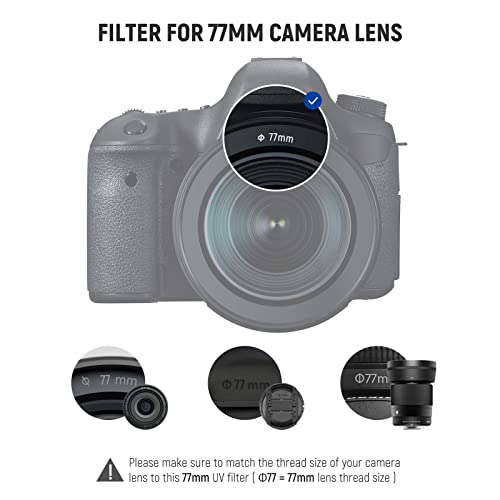 Neewer 77Mm Uv Filter， Ultra Slim Uv Protection 77Mm Camera Lens Filter With 9H High Hardness Tempered Hd Optical Glass/Aluminum Alloy Frame/30 Layers Nano Coated/Water Repellent/Scratch Resistant #TOP7