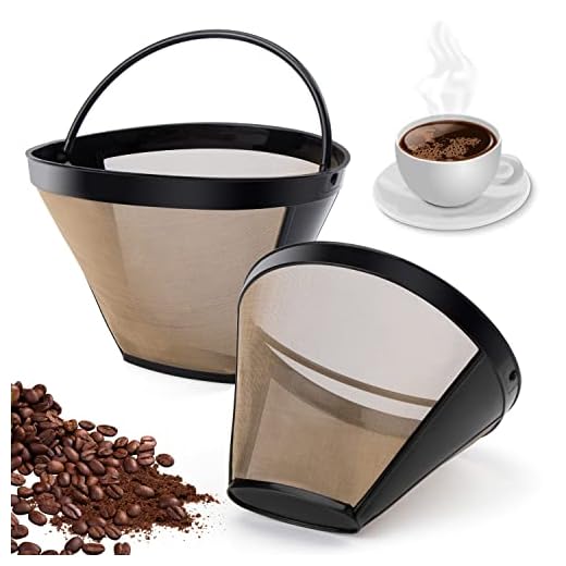 2 PCS Goldtonfilter Dauerfilter 6-8 Tasse Edelstahl Filter Mesh Korb Waschbar Für 8-12 Tassen Kaffee, Filtergröße 4, Mit Edelstahlgewebe, Griff