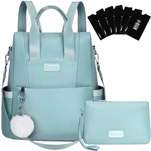Eshow Mochila Mujer Antirrobo con Protección RFID, Bolso Casual con Correa Ajustable y Neceser Pequeño, Bandolera Multifuncional para Trabajo Viaje Escuela Compras y Universidad