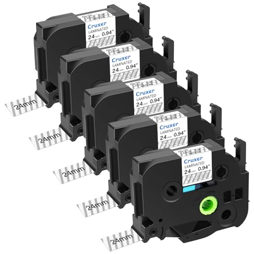 Cruxer 5�p�b�N �����p P-Touch TZe-155 TZ155 TZe155 24mm 0.95�C���` �z���C�g�e�L�X�g �����e�[�v ptouch PT-D600 D600VP P700 P750W P900W P950NW PTP710BT