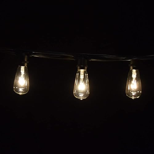 Miniatura 8 de Hometown Evolution, Inc. Guirnalda de luces vintage para exteriores (100 pies, bombillas transparentes ST40, cable blanco comercial)