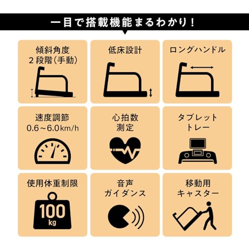 【プライム上場企業】 アルインコ(ALINCO) ウォーキングマシン 低床設計 ロングハンドル 幅広ベルト 2段階傾斜 音声ガイダンス トレー付き 有酸素運動 ながら運動 高齢者 リハビリ 家庭用 AFW4925W