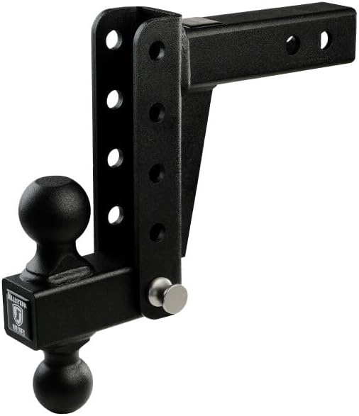 2.0" Adjustable Light Duty Trailer Hitch (10,000 lb. Rating) - 6" Drop/Rise Trailer Hitch with 2" & 2-5/16" Dual Ball - Powder Coat, Box Steel, Corrosion-Resistant