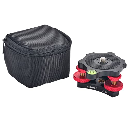 Cavix Camera Leveler Tripod Leveling Base Tri-Wheel Head For Macro Photography Aluminum W Bubble Level 3 Axis Level With +/-5 Degree Precision Adjustment For Dslr Camera Rotator Panoramic Head Lp-64 #TOP3