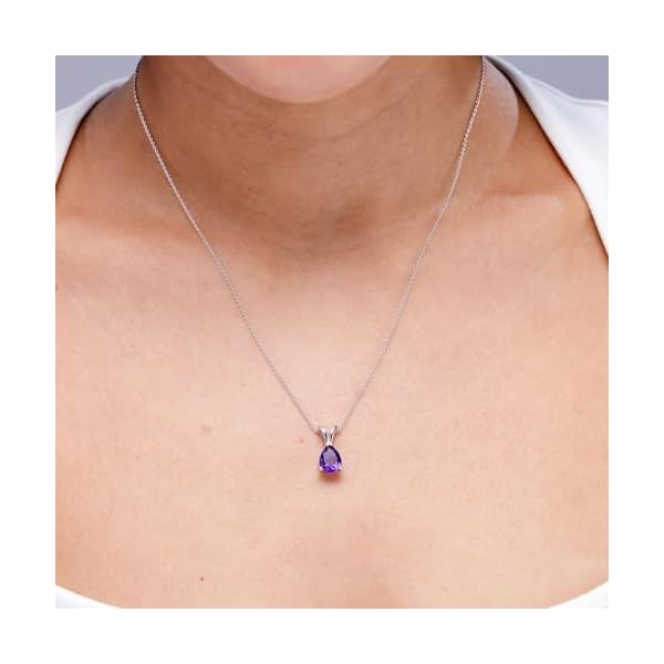Angara Natural Amethyst Solitaire Pendant for Women | V-Bale Pear-Shaped Amethyst Solitaire Pendant in 14K Solid Gold/Silver/Platinum | February Birthday, Anniversary, Gemstone Jewellery Gift - Image 4
