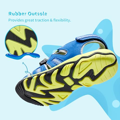 Image of DREAM PAIRS Boys Girls Summer Outdoor Athletic Sport Sandals Walking Water Hiking Hook and Loop Adjustable Multicolor for Toddler /Little /Big Kids