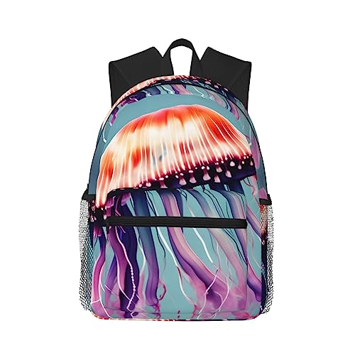 Sac à dos léger Jellyfish noir avec poches, sac universitaire homme et femme