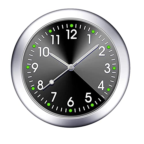 FIYSON Bilklocka analog bilklocka sticka på instrumentbrädan kvartsur liten rund bil klocka mini liten lysande bil ventilationsöppningar klocka för kontor hem bil båt cykel bildekoration tillbehör