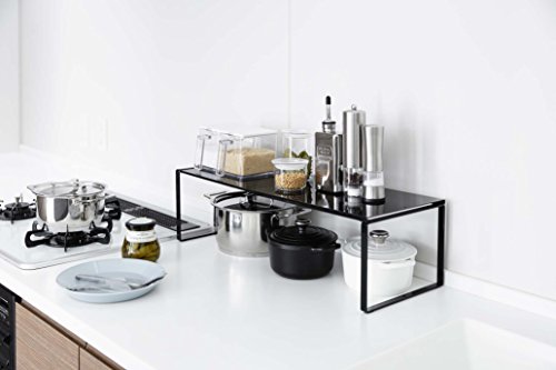 Yamazaki 3866 Repisa Expandible de Almacenamiento, Negra, Aproximadamente Ancho 14.4-23.6 x Profundidad 9.1 x Alto 7.1 pulgadas (36.5-60 x 23 x 18 cm), Organizador Bajo Fregadero, Repisa para Cocina miniatura 2