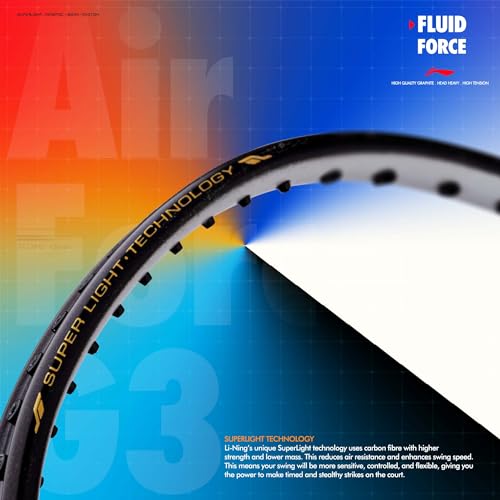 Image of Li-Ning Air Force G3 Badminton Racket with Full Cover | Max Tension : ≤30 lbs | Superlight Technology | Aerotec Beam | Dynamic Frame