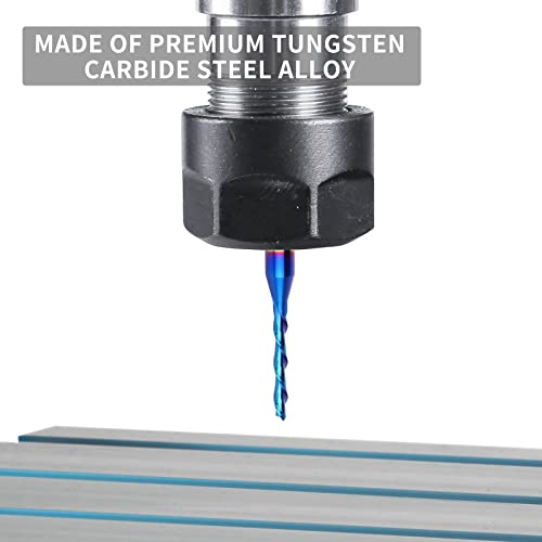 Eanosic Downcut Spiral Router Bit 1/4 Inch Shank, 1/8 Inch Cutting Diameter, Extra Long 3 Inch Solid Carbide With Nano Blue Coating Cnc Router Bits End Mill For Wood Cut, Carving #TOP4