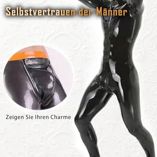 MR.HIPPE Latex Body für Mann und Frauen Ganzkörper Wetlook Catsuit Schwarz Mit Rückenreißverschluss Sexy Outfit für Damen Und Herren Body Ouvert Cosplay Kostüm Fetish Lack Sissy Kleid Club Outfit
