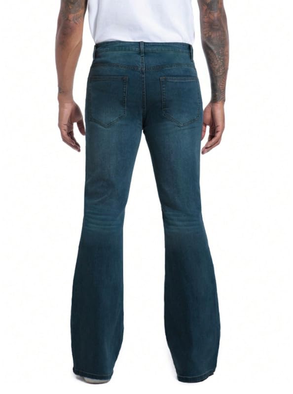 Image of Ben Martin Men's Bootcut Bell Bottom Jeans || Flared Denim Jean for Men || Stretchable Mid Rise Cotton Pants || Retro Style Casual Wear Bootcut' Denim' Jeans;