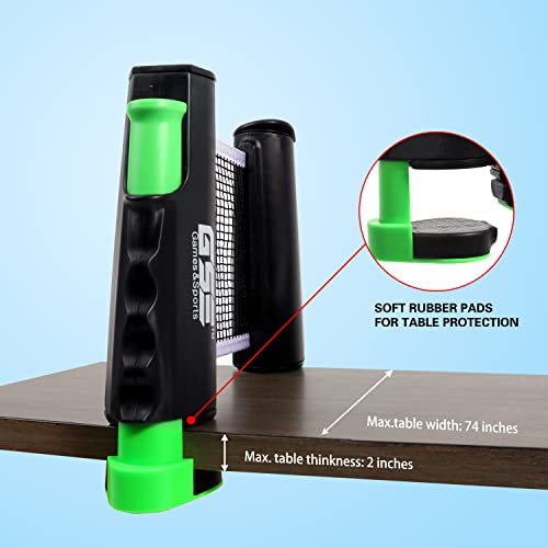 Gse Ping Pong Paddle Set, Portable Table Tennis Set With Retractable Ping Pong Net & Post, 2 Paddles & 3 Ping Pong Balls, Anywhere To-Go Ping Pong Game Set For Any Tables (Black) #TOP4