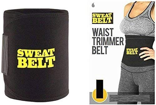 Image of Men and Women's, Double Spring Tummy with Sweat Belt Waist Trimmer-Ab Exerciser, Body Toner, Fat Buster, Multipurpose Fitness Equipment Black