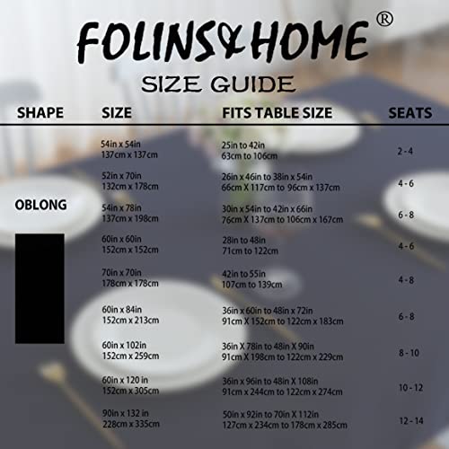 Image of FOLINS&HOME Navy Blue Rectangle Waterproof Tablecloth, 60 x 120 Inch