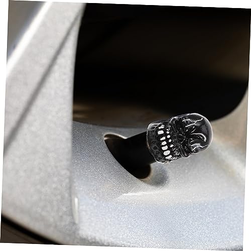 KOMBIUDA 4 piezas tapas de válvula con forma de calavera para neumáticos de coche resistentes y decorativas miniatura 6