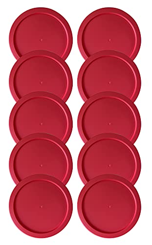 Replacement Lids fits Pyrex 6 & 7-Cup Glass Food Storage Container Bowls, 7.5-Inch Plastic Round Lids Covers for Pyrex 7402-PC, Airtight & Leakproof (10-Pack, Red)