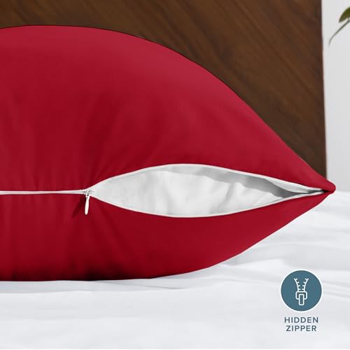 Image of Bare Home Microfiber Body Pillow Cover - Ultra Soft - Cooling Pillowcase - Double Brushed - Pillowcase with Zipper Closure - Easy Care (21''x54'' Body Pillow Cover, Red)