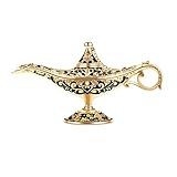 Gusnilo Vintage Aladdin Magic Lamp Genie Collector's Edition /Wedding Table Decoration,Collectable Rare Classic Arabian Props Aladdin Pot & Delicate Gift for Party/Birthday(Golden Black)