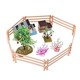 Cabilock Miniatur Farm Modell PVC Langlebig mit Haus Obstbäumen Buntem Gras Teiligem Zaun Farm Szene DIY für Garten Zubehör für Jungen und Mädchen