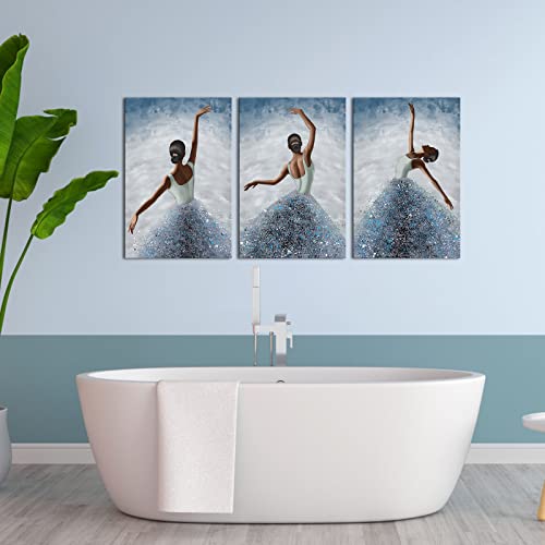 Ryounoart 3 Piece Ballet Canvas Wall Art Ballerina Painting Picture Elegant Dancing Girl Art Prints For Bedroom Ready To Hang #TOP4