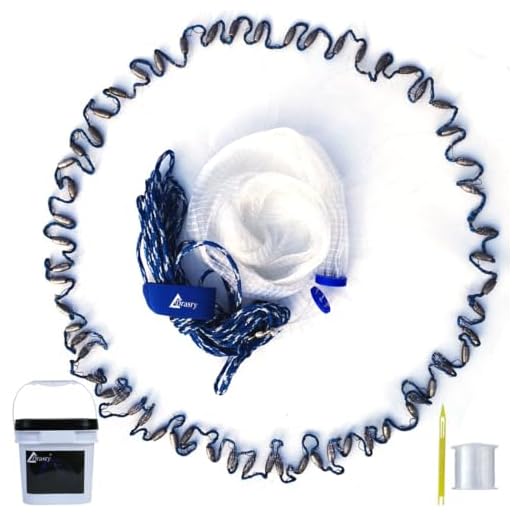 Drasry Saltwater Fishing Cast Net for Bait Trap with Heavy Sinkers Fish Throw Net. Size 3ft/4ft/5ft/6ft/7ft/8ft/9ft Radius Freshwater (Monofilament Lines Cast Net（3/8 Inch Mesh）, 4FT (120cm) Radius)