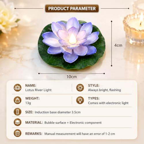 Image of One94Store Sensor Water Floating Smokeless Candles & Lotus Flowers Sensor Led Tea Light Unbreakable for Outdoor and Indoor Festival Decoration (Multicolor, Pack of 6,Plastic)