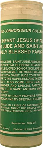 Miniatura 1 de 7 Sisters of New Orleans - Vela de cristal de 7 días especialmente bendecida favor del niño Jesús de Praga, San Judas y San Antonio, color blanco