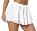 Afibi Women Pleated Mini Skirt Sexy Lace Skirt School Girl Short Skirts (Large, Pure White)
