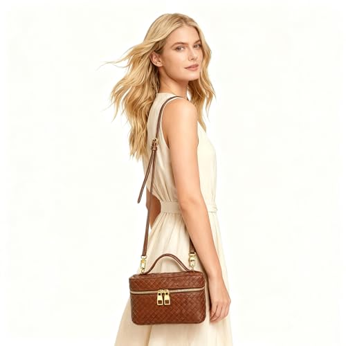 Image of Trendy Shoulder Bags for Women Mini L19 Square Box Satchel Bag Cute PU Leather Crossbody Purse with Adjustable Strap