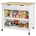 SoBuy FKW74-WN îlot de Cuisine Buffet Séparateur de Cuisine Desserte de Cuisine à roulettes Meuble de Rangement pour Cuisine et Salon avec 2 tiroirs et 2 étagères