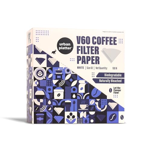 Image of Urban Platter V60 Coffee Filter Paper, White, Size 02, 100 Pieces (Naturally Bleached | Clean Neutral Flavour | Ideal for Pour Over Brewing | Biodegradable)
