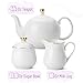 BTaT- Porcelain Creamer and Sugar and Teapot Set, White Cream and Sugar Bowl and Creamer Set, Christmas Gifts