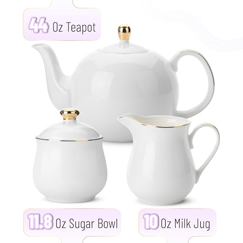 Juego de servir leche y azúcar con tetera de porcelana para anfitriones 3
