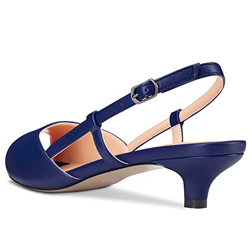 Aachcol Women Pumps Peep Open Toe Ankle Strap Slingback Kitten Low Heel Dress Shoes Sandals Matte Office Wedding Shopping 1.5 Inch3