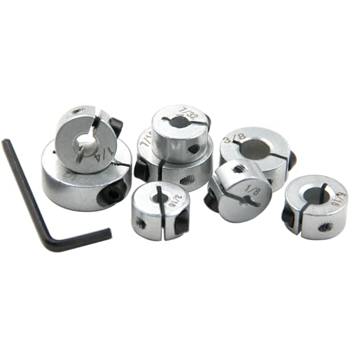 Wolfride Drill Bit Stop Collar Set Drill Bit Depth Stop Collar Set Split Ring Clamping Shaft Collars Drilling Limit Ring 1/2 7/16 3/8 5/16 1/4 7/32 3/16 1/8