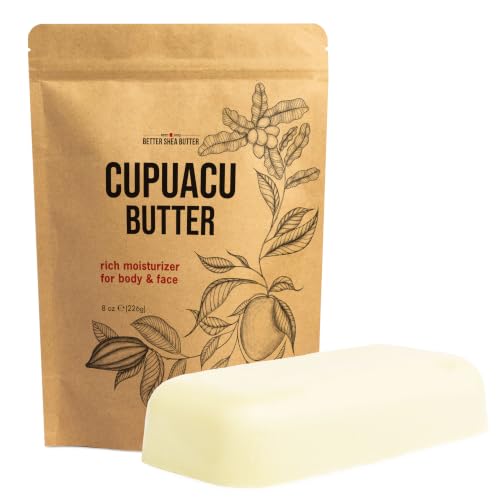 Cupuacu Butter Raw Pure and Unrefined - Brazilian Body Butter for Dry Skin and Hair Body Butter Base for DIY Lotion Soap Making and Skincare 8 oz Bar