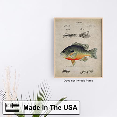 Apple Creek Antique Fly Fishing Lure Us Patent Poster Art Print Bluegill Largemouth Bass Walleye Muskie Lures Poles 11X14 Wall Decor Pictures thumb #3