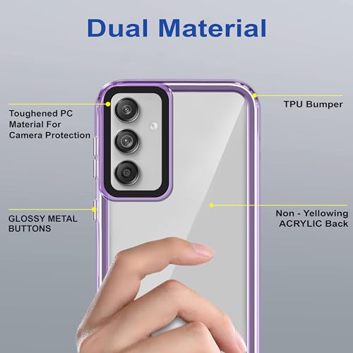 Image of amazon basics Back Case Cover for Samsung Galaxy F55 5G | Compatible for Samsung Galaxy F55 5G Back Cover | Case Cover with Camera Protection | (TPU + PC | Translucent Purple)