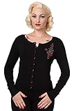 Anchor Retro Vintage Rockabilly 50's Top Cardigan - Black (S)