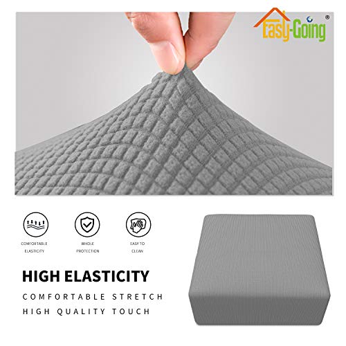 Housse de protection extensible pour tabouret de rangement rectangulaire gris clair M